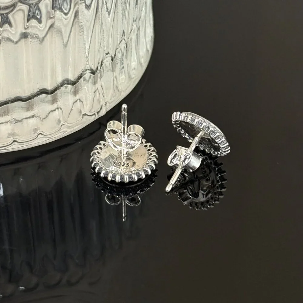 Florida Beach Bling Earrings S925 Sterling Silver Handmade Ear Stud - Picture 3 of 4